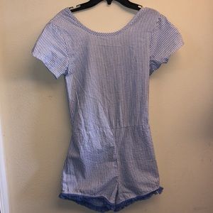 7 for all Mankind Romper Girls XL Light Blue Stripe 🤩 K1